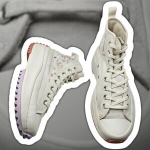 Converse Run Star Hike Hi Platform Womens 10.5 Floral Egret Sneakers A01583C